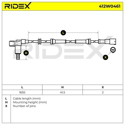 Czujnik ABS RIDEX 412W0461 412W0461 - foto 6