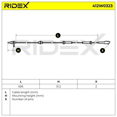Czujnik ABS RIDEX 412W0323 412W0323 - foto 7