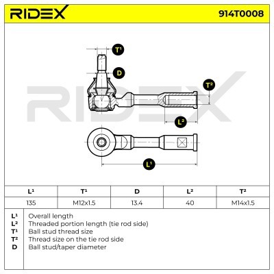 Końcówka drążka kierowniczego RIDEX 914T0008 914T0008 - foto 5