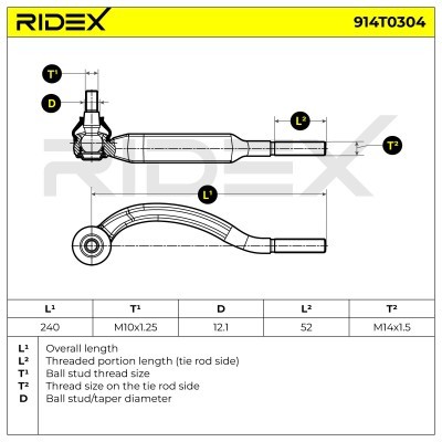 Końcówka drążka kierowniczego RIDEX 914T0304 914T0304 - foto 7