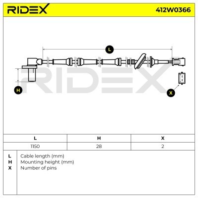 Czujnik ABS RIDEX 412W0366 412W0366 - foto 6