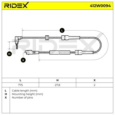 Czujnik ABS RIDEX 412W0094 412W0094 - foto 6