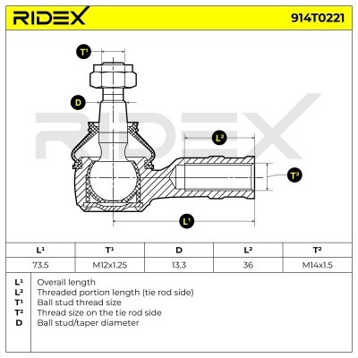 Końcówka drążka kierowniczego RIDEX 914T0221 914T0221 - foto 5