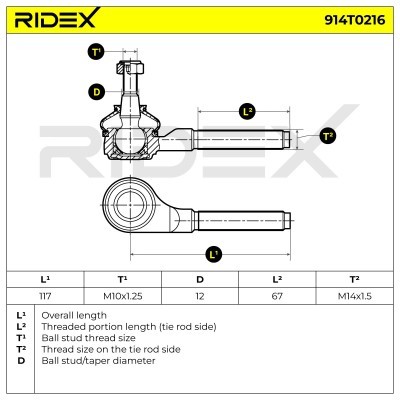 Końcówka drążka kierowniczego RIDEX 914T0216 914T0216 - foto 6