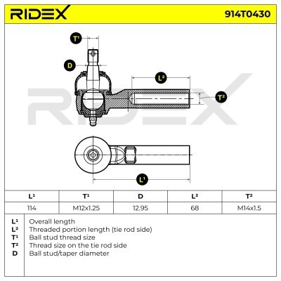 Końcówka drążka kierowniczego RIDEX 914T0430 914T0430 - foto 7