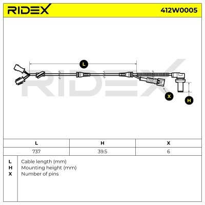 Czujnik ABS RIDEX 412W0005 412W0005 - foto 7