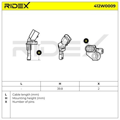 Czujnik ABS RIDEX 412W0009 412W0009 - foto 5