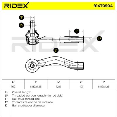 Końcówka drążka kierowniczego RIDEX 914T0504 914T0504 - foto 6