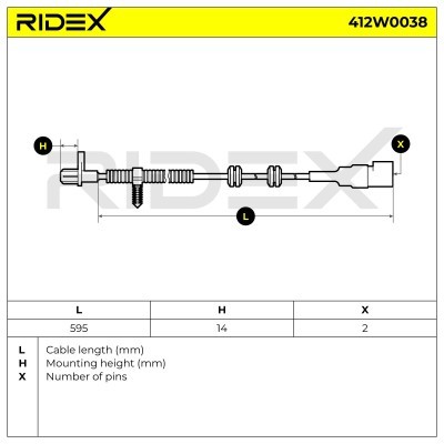 Czujnik ABS RIDEX 412W0038 412W0038 - foto 4