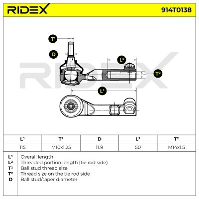 Końcówka drążka kierowniczego RIDEX 914T0138 914T0138 - foto 5