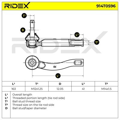 Końcówka drążka kierowniczego RIDEX 914T0596 914T0596 - foto 6