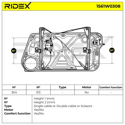 Podnośnik szyby RIDEX 1561W0308 1561W0308 - foto 7