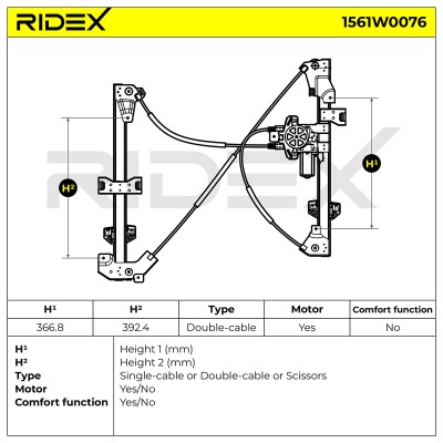Podnośnik szyby RIDEX 1561W0076 1561W0076 - foto 5