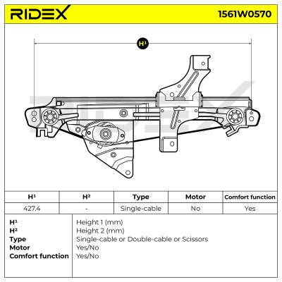 Podnośnik szyby RIDEX 1561W0570 1561W0570 - foto 7