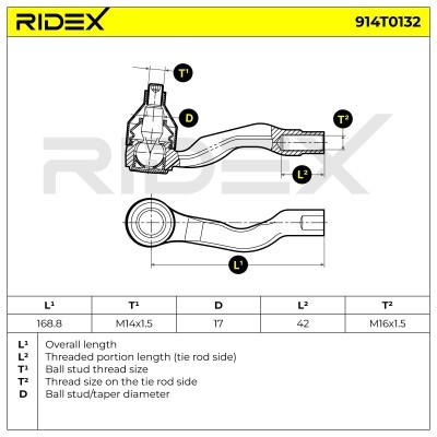 Końcówka drążka kierowniczego RIDEX 914T0132 914T0132 - foto 5