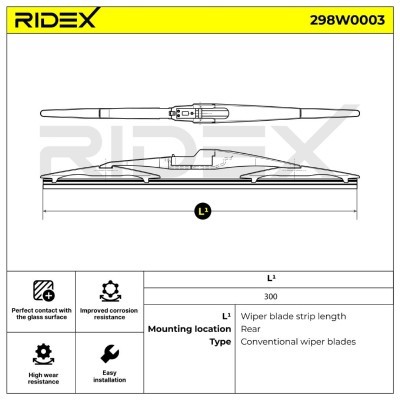 Щетка стеклоочистителя заднего стекла RIDEX 298W0003 298W0003 - foto 6