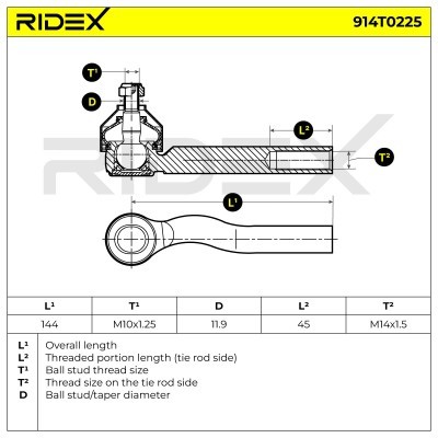 Końcówka drążka kierowniczego RIDEX 914T0225 914T0225 - foto 5