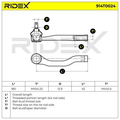 Końcówka drążka kierowniczego RIDEX 914T0024 914T0024 - foto 3