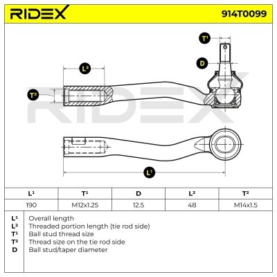 Końcówka drążka kierowniczego RIDEX 914T0099 914T0099 - foto 4