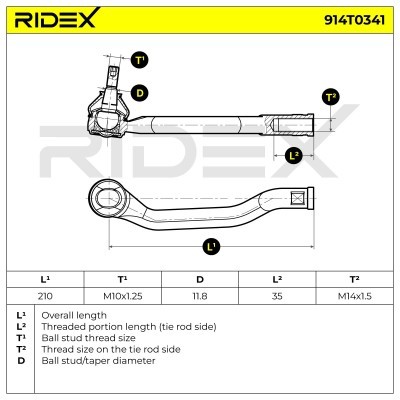 Końcówka drążka kierowniczego RIDEX 914T0341 914T0341 - foto 5