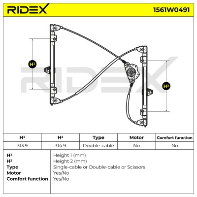 Podnośnik szyby RIDEX 1561W0491 1561W0491 - foto 5