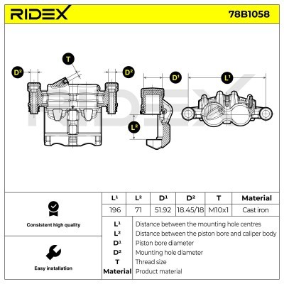 Zacisk Hamulcowy RIDEX 78B1058 78B1058 - foto 6