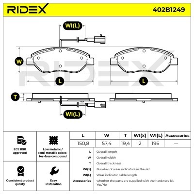 Klocki hamulcowe RIDEX 402B1249 402B1249 - foto 7