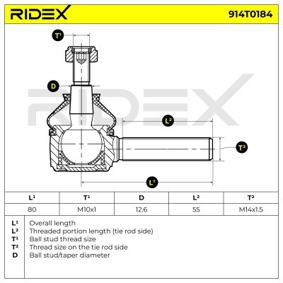 Końcówka drążka kierowniczego RIDEX 914T0184 914T0184 - foto 5