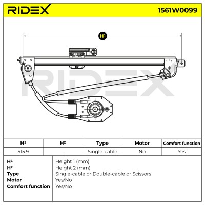 Podnośnik szyby RIDEX 1561W0099 1561W0099 - foto 5