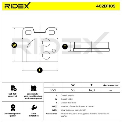 Klocki hamulcowe RIDEX 402B1105 402B1105 - foto 6