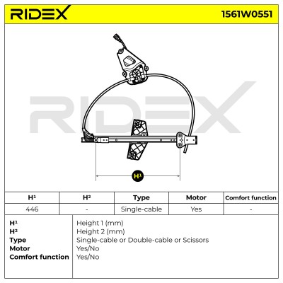 Podnośnik szyby RIDEX 1561W0551 1561W0551 - foto 8