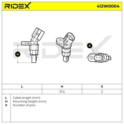 Czujnik ABS RIDEX 412W0004 412W0004 - foto 6