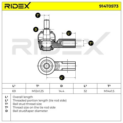 Końcówka drążka kierowniczego RIDEX 914T0573 914T0573 - foto 6