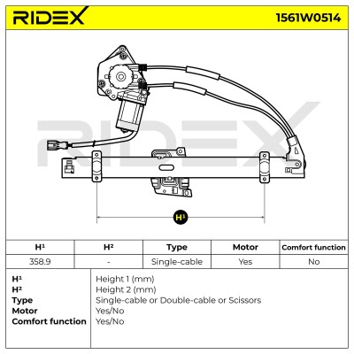 Podnośnik szyby RIDEX 1561W0514 1561W0514 - foto 4