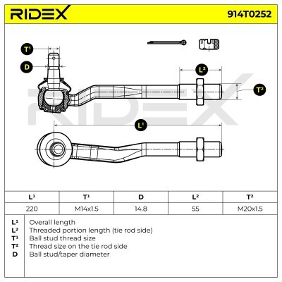 Końcówka drążka kierowniczego RIDEX 914T0252 914T0252 - foto 5