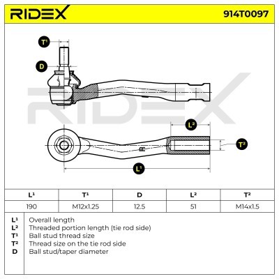 Końcówka drążka kierowniczego RIDEX 914T0097 914T0097 - foto 4