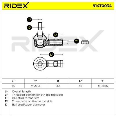 Końcówka drążka kierowniczego RIDEX 914T0034 914T0034 - foto 9