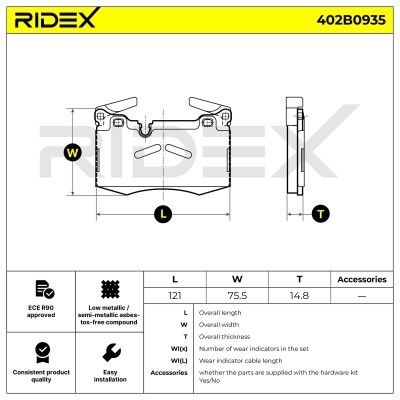 Klocki hamulcowe RIDEX 402B0935 402B0935 - foto 7