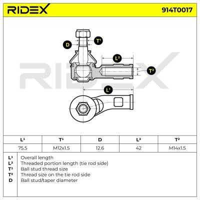 Końcówka drążka kierowniczego RIDEX 914T0017 914T0017 - foto 6