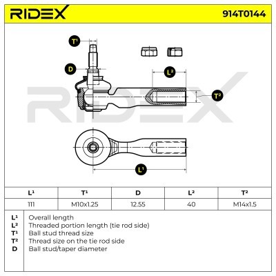 Końcówka drążka kierowniczego RIDEX 914T0144 914T0144 - foto 5