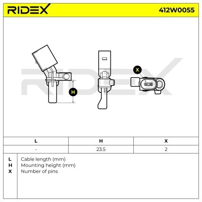 Czujnik ABS RIDEX 412W0055 412W0055 - foto 6