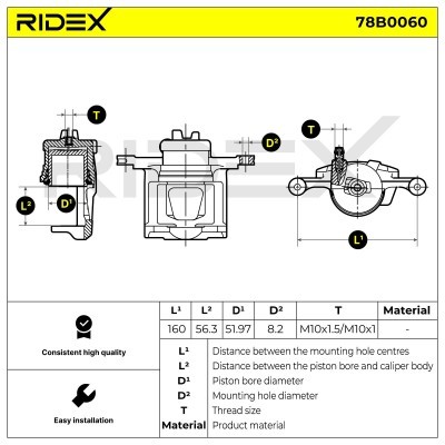 Zacisk Hamulcowy RIDEX 78B0060 78B0060 - foto 2
