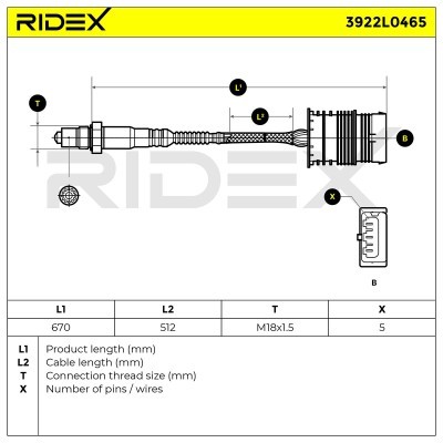 Sonda Lambda RIDEX 3922L0465 3922L0465 - foto 6