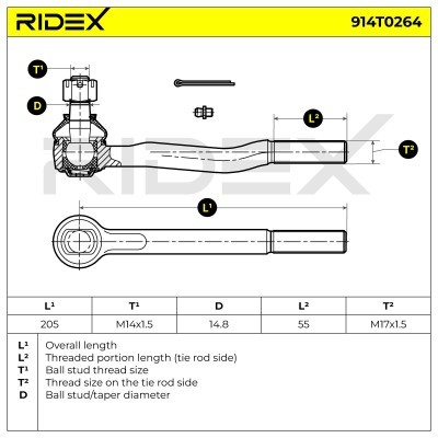 Końcówka drążka kierowniczego RIDEX 914T0264 914T0264 - foto 6