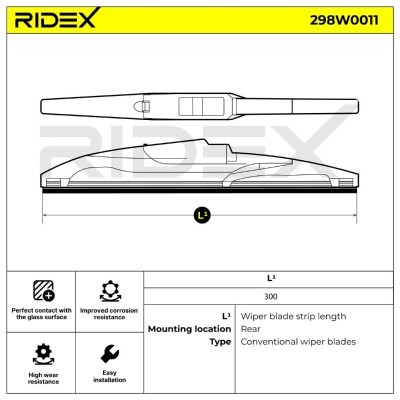 Щетка стеклоочистителя заднего стекла RIDEX 298W0011 298W0011 - foto 6