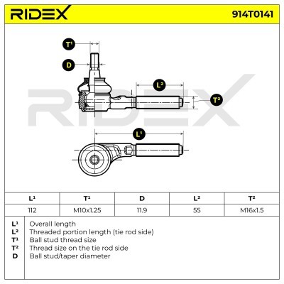 Końcówka drążka kierowniczego RIDEX 914T0141 914T0141 - foto 5