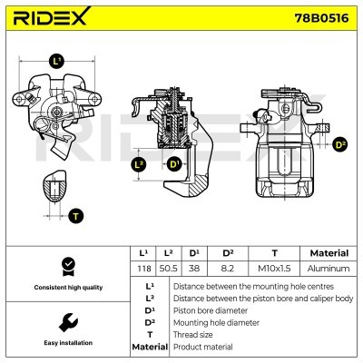 Zacisk Hamulcowy RIDEX 78B0516 78B0516 - foto 7