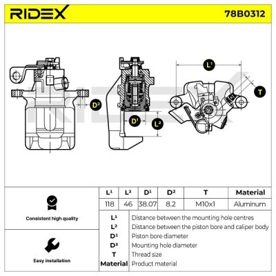 Zacisk Hamulcowy RIDEX 78B0312 78B0312 - foto 6