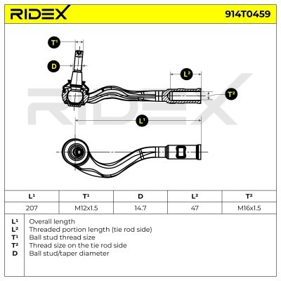 Końcówka drążka kierowniczego RIDEX 914T0459 914T0459 - foto 5