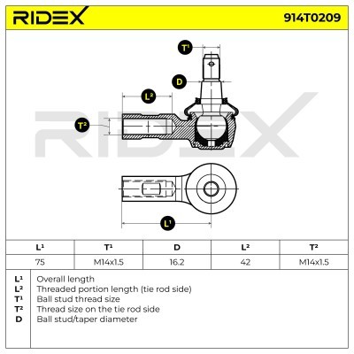 Końcówka drążka kierowniczego RIDEX 914T0209 914T0209 - foto 5